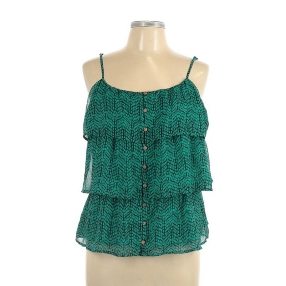 🌶 NWOT GREEN REUFFLE TANK TOP - Picture 3 of 13